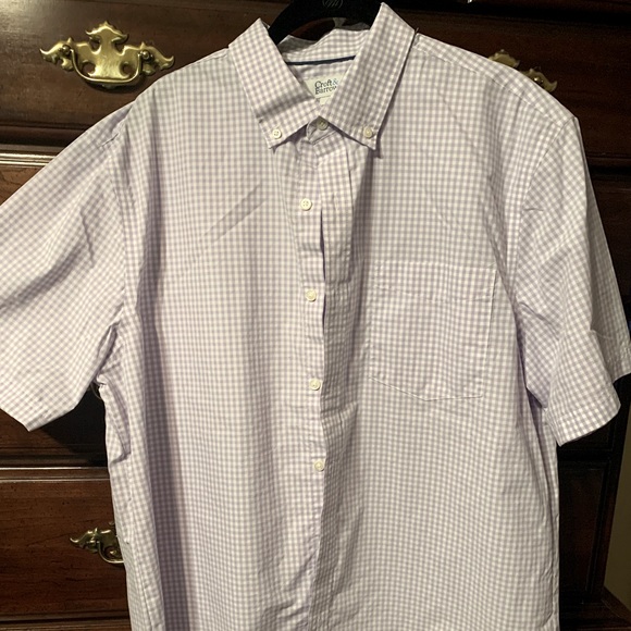 Gingham lavender button down shirt. Short sleeve. Croft and Barrow - Picture 1 of 3